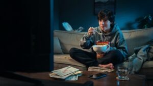 Person eaten cereal for dinner three nights running while watching TV