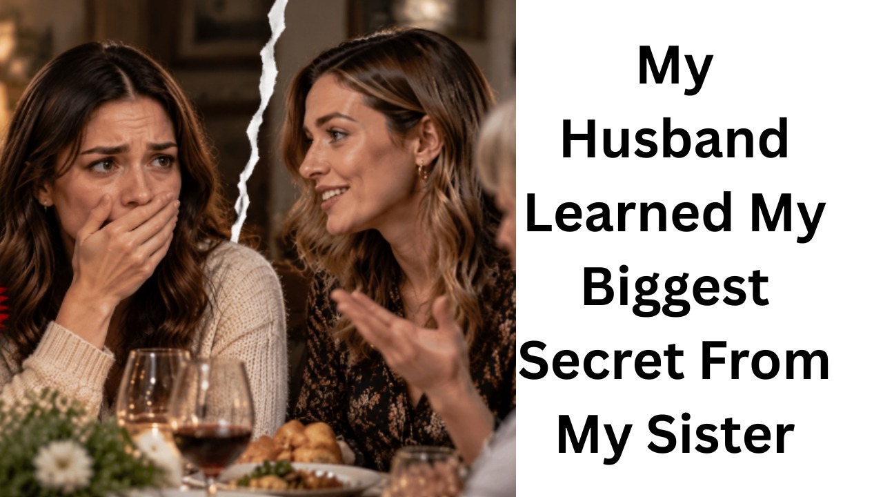 Sister told my husband our family secret during a tense family dinner conversation.