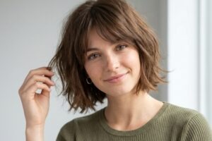 Trendy choppy bob hairstyle with textured layers, soft face-framing pieces, tousled volume, and a modern, effortless finish.